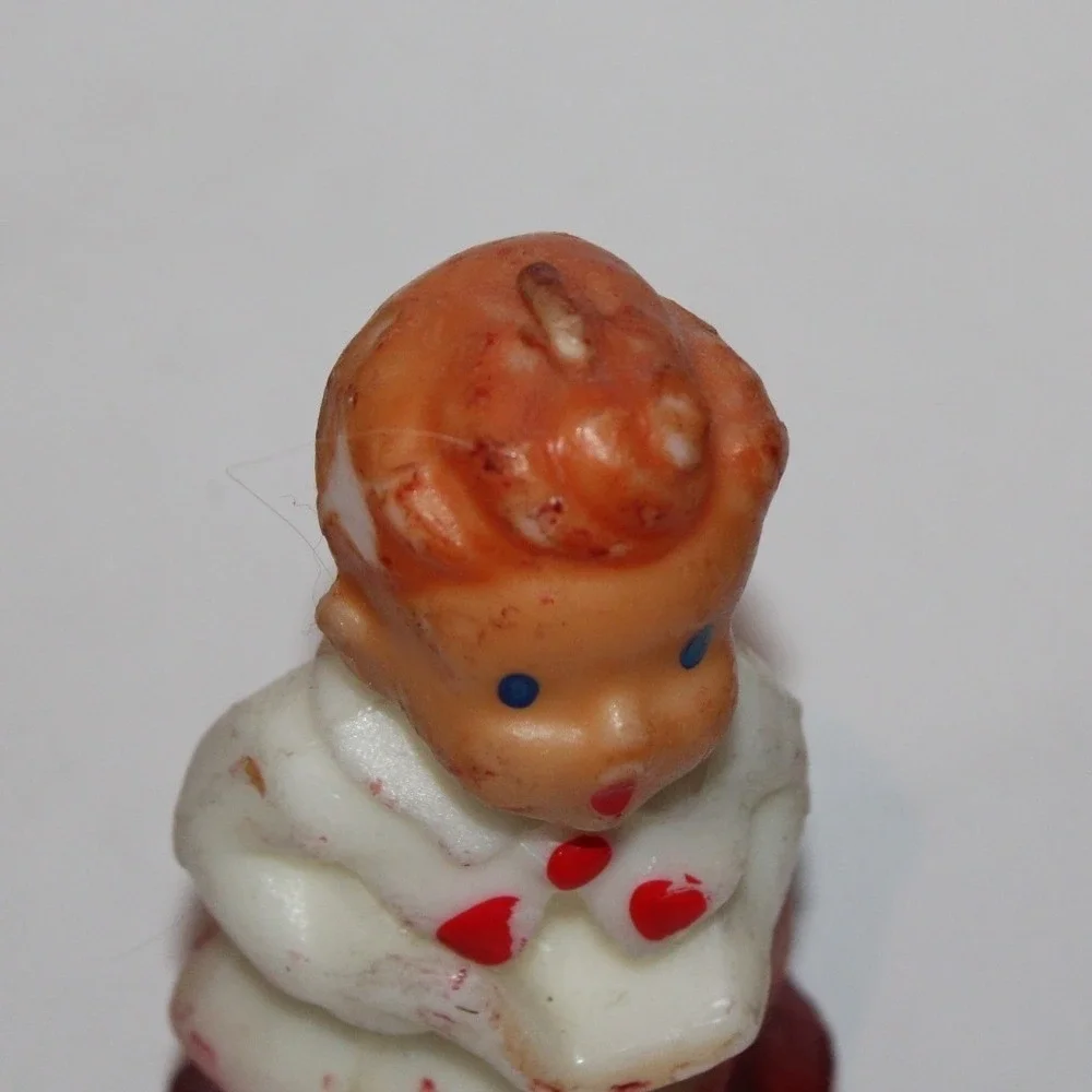 set of 5 vintage choir boy caroler candles red white wax Christmas